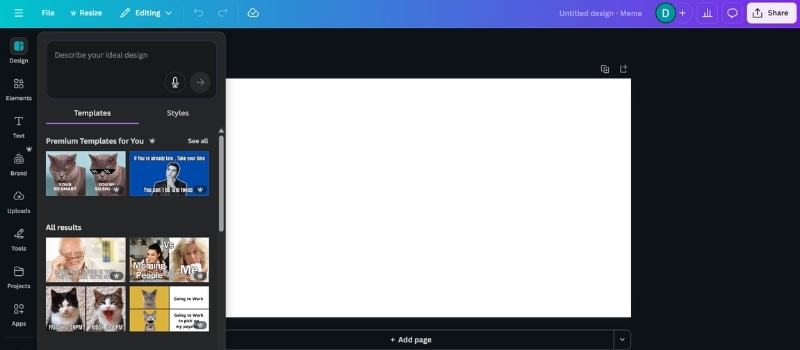 Canva có hỗ trợ tạo meme vui nhộn