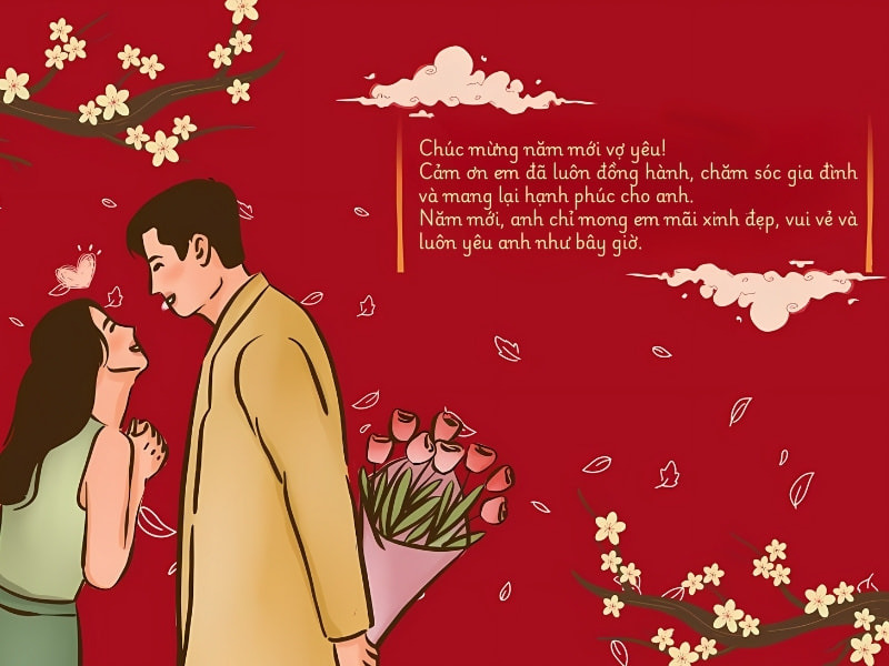 Thiệp chúc Tết tặng vợ, người yêu mẫu số 1