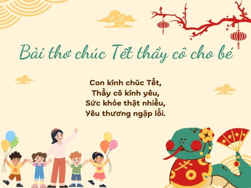 Thơ chúc Tết Thầy Cô cho bé