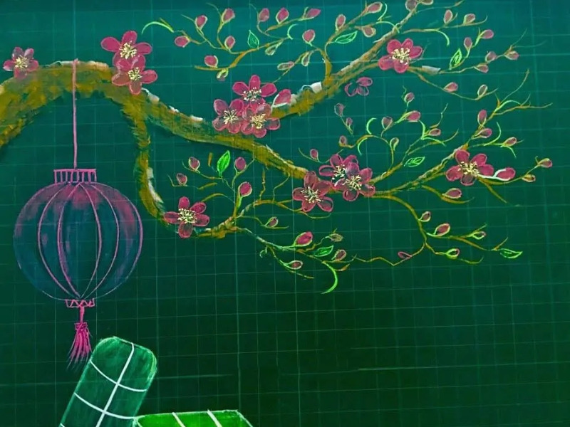 Mẫu trang trí bảng ngày Tết truyền thống