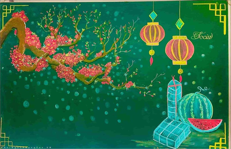 Trang trí bảng ngày Tết miền Bắc