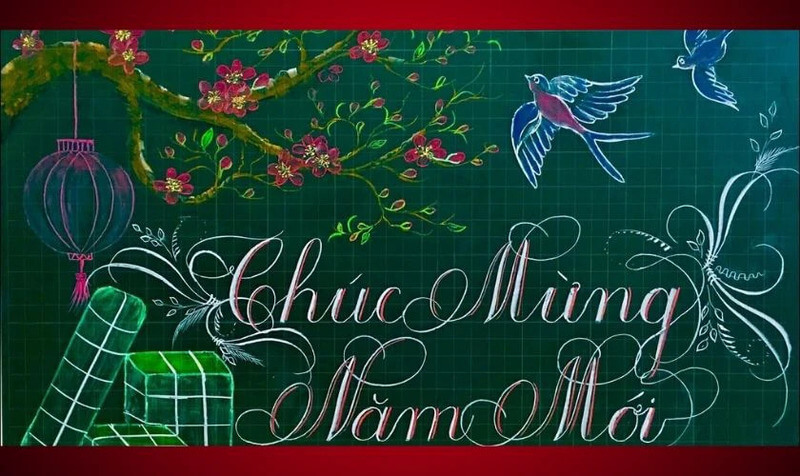 Mẫu trang trí bảng chúc mừng năm mới