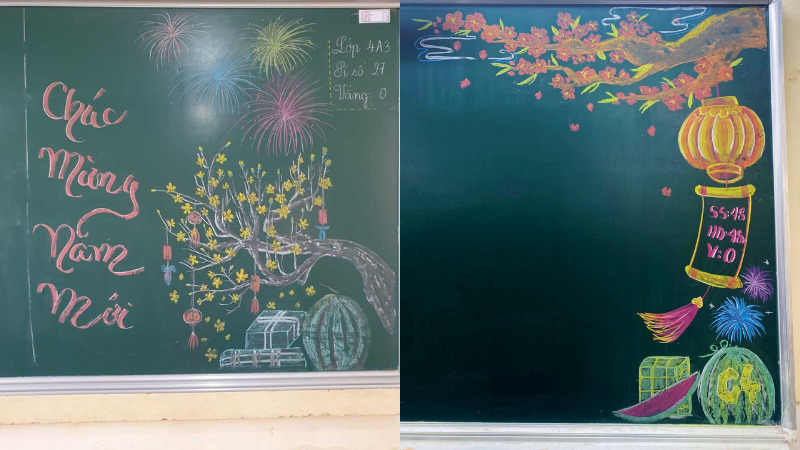 Mẫu trang trí Tết nửa bảng