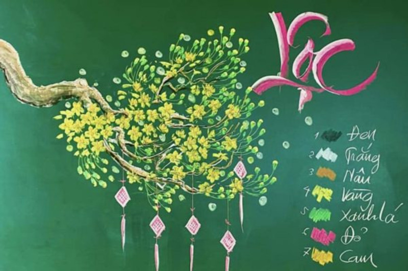 Mẫu trang trí Tết hình ảnh hoa mai