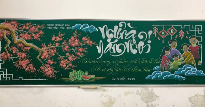 Mẫu trang trí bảng ngày Tết Nguyên Đán