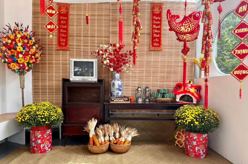 Trang trí gian hàng hội chợ Tết