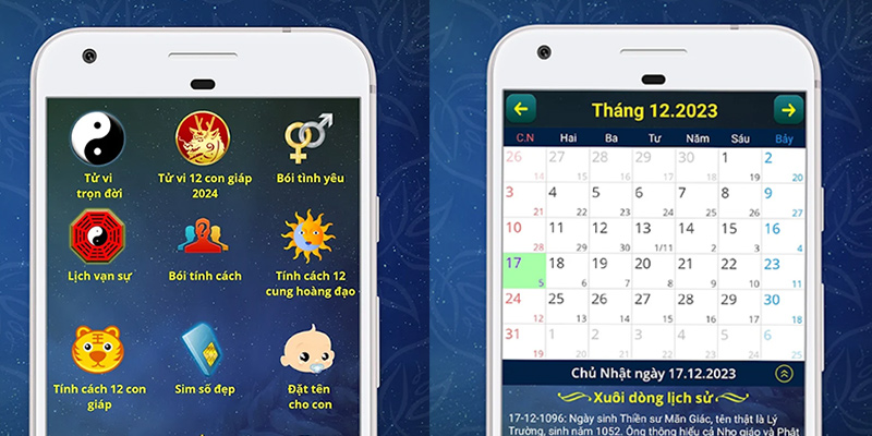 Bói tổng hợp Tử vi - Lịch Việt cung cấp nhiều tính năng xem tử vi hữu ích