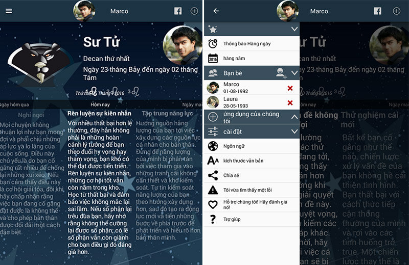 Ứng dụng Tử vi của tôi cung cấp thông tin tử vi khái quát theo ngày