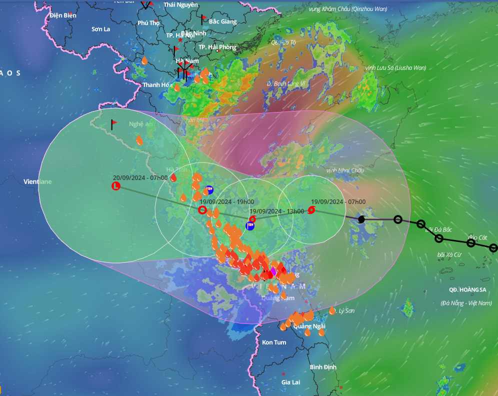 Vị trí và hướng di chuyển của bão vào lúc 10h ngày 19/9
