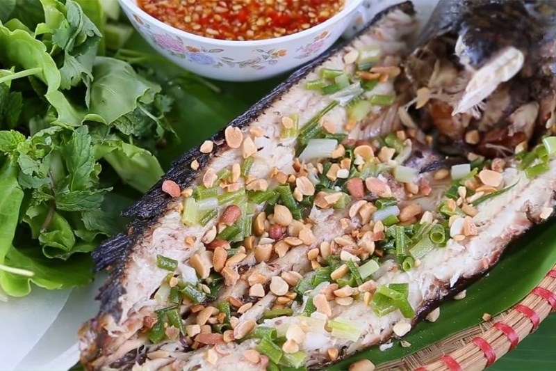 Cá lóc hấp mỡ hành