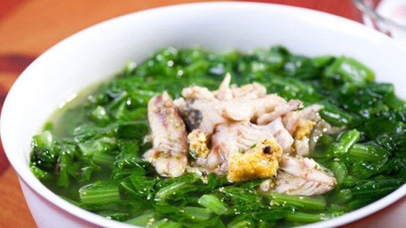 Canh cải xanh cá rô đồng