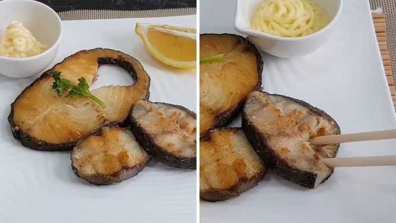 Cá tuyết nướng muối ớt cay mặn, thịt cá mềm thơm hấp dẫn