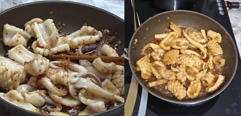 Mực kho tiêu đầm đà trong chảo