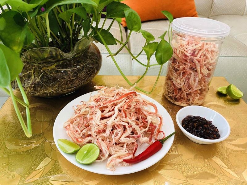 Thành phẩm mực khô xé sợi hấp dẫn