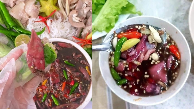 Thưởng thức mắm mực kèm thịt luộc, rau sống và bún