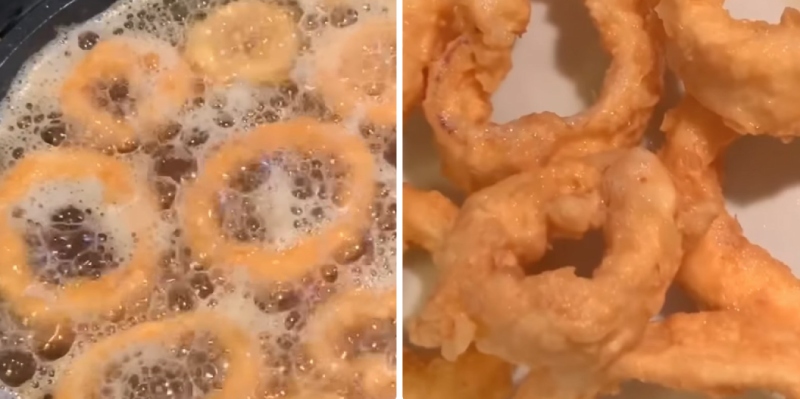 Chiên mực trực tiếp trong chảo dầu nóng cho đến khi săn lại và vàng đều