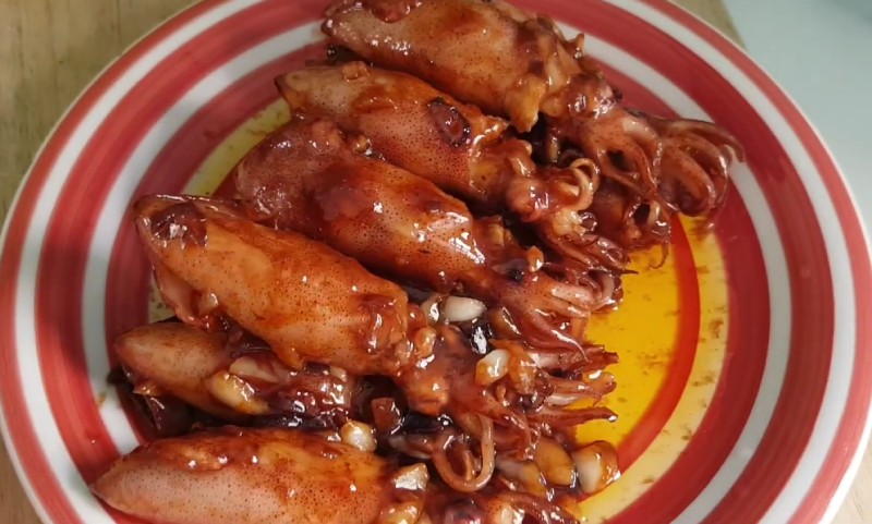 Thành phẩm mực chiên tỏi