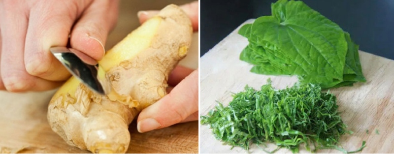  Sơ chế gừng và lá lốt