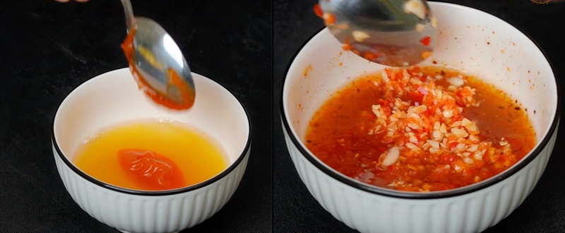 Nấu hỗn hợp nước sốt Thái chua cay với các gia vị băm nhỏ