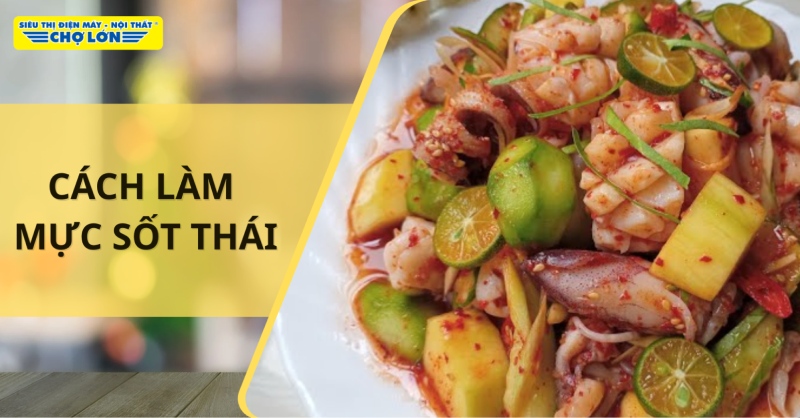 Món mực sốt Thái cắt khoanh tròn đẹp mắt, phủ nước sốt đỏ rực rỡ chuẩn vị nhà hàng