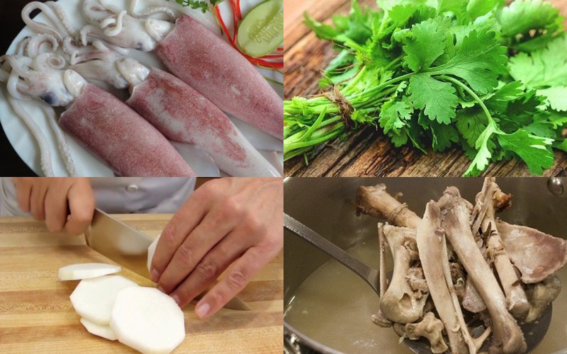 Sơ chế nguyên liệu làm bánh canh mực