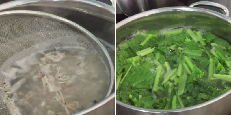 Nồi nước luộc cá để ninh lấy vị ngọt