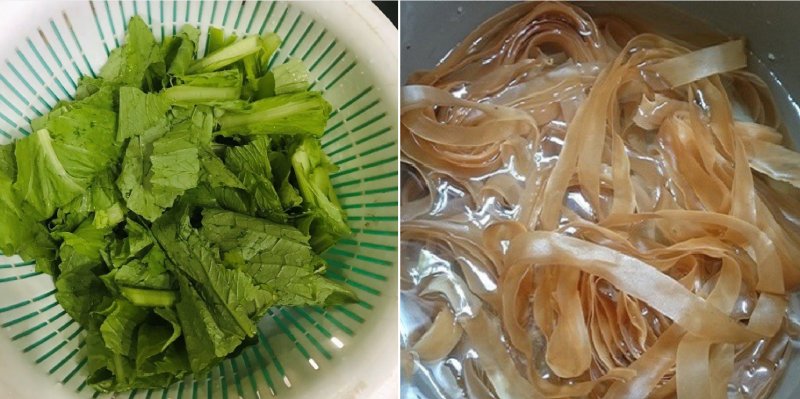 Sơ chế rau và bánh đa