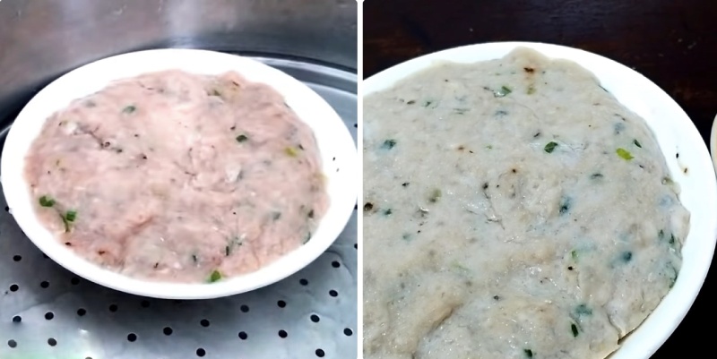 Hấp chả cá trong xửng hấp