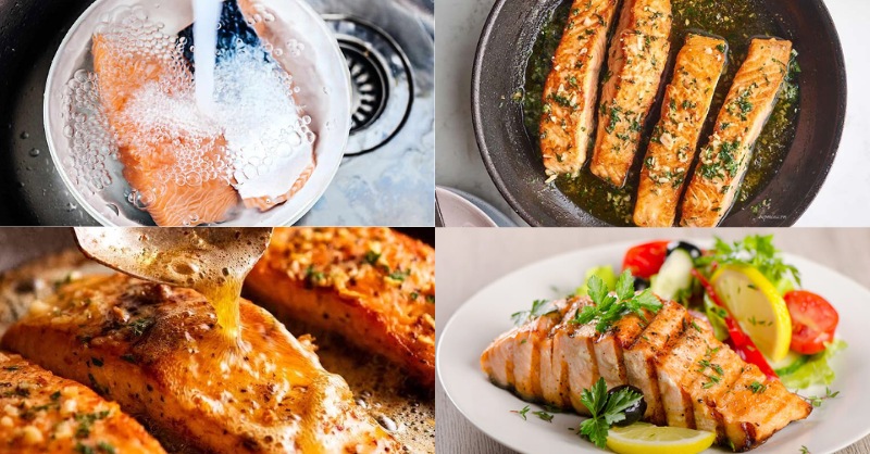 Nấu món cá hồi sốt bơ tỏi thơm ngon