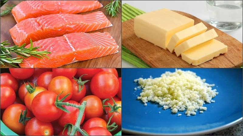 Các nguyên liệu tươi ngon làm cá hồi sốt bơ tỏi
