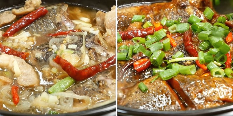 Công đoạn nấu cá rô kho tộ