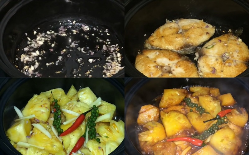 Cách kho cá thu với thơm trên lửa nhỏ để thấm gia vị