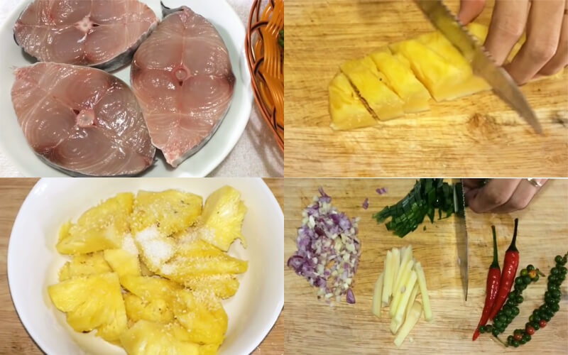 Sơ chế cá thu sạch và cắt lát vừa ăn để kho thơm