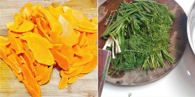 Sơ chế nghệ, thì là, hành lá