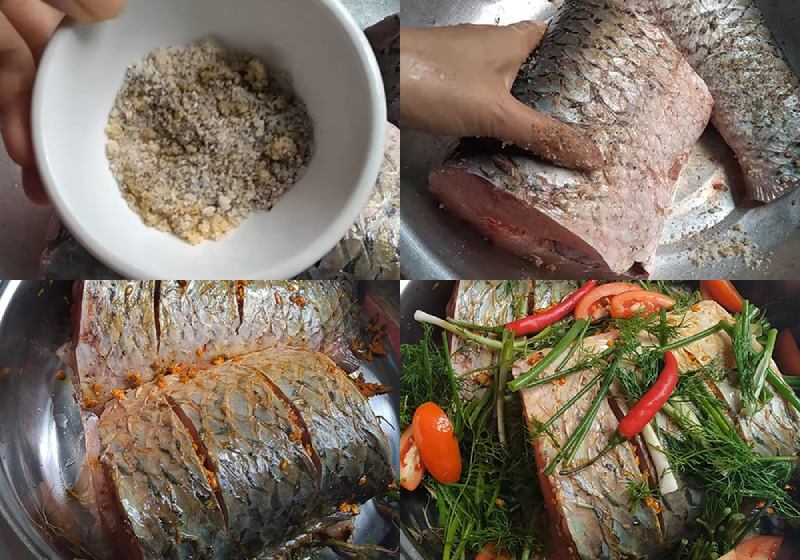 Công đoạn ướp cá trắm