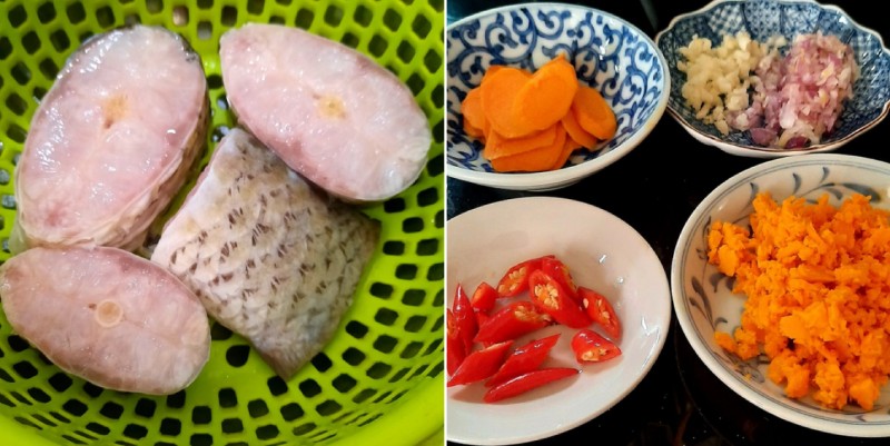 Sơ chế nguyên liệu làm cá trắm kho nghệ