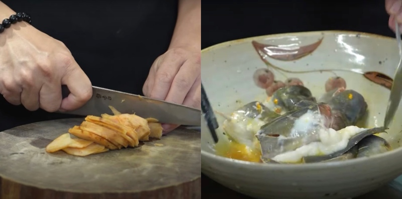 Sơ chế cá trê và thái riềng nấu cá trê om mẻ