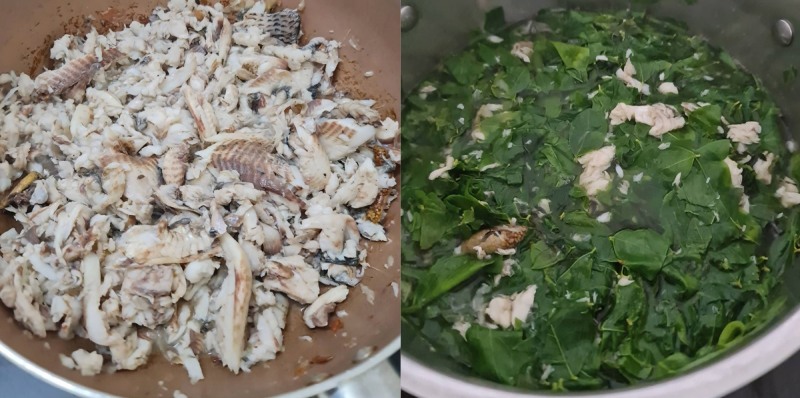 Công đoạn nấu canh cá rô rau ngót