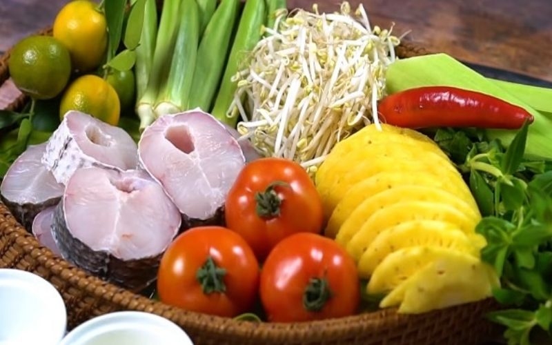 Các nguyên liệu rau củ chuẩn bị nấu canh