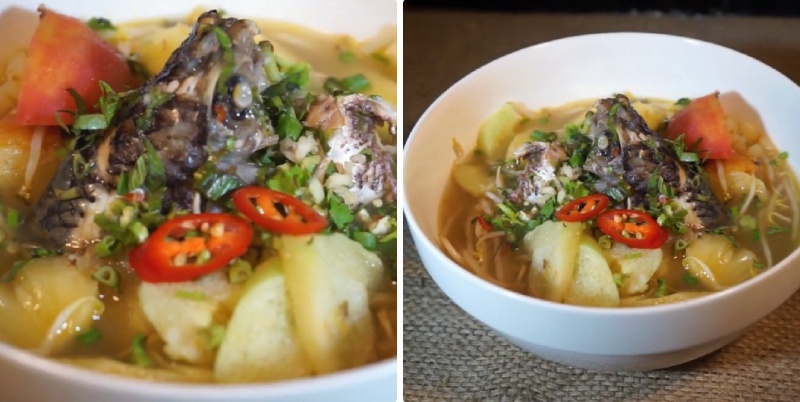 Thành phẩm món canh chua cá rô phi