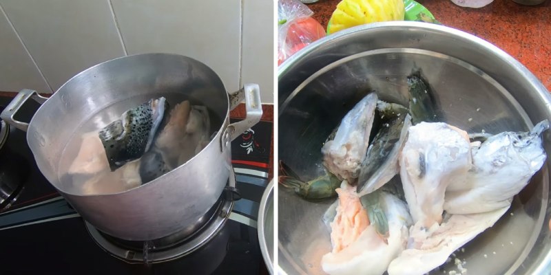 Sơ chế đầu cá hồi