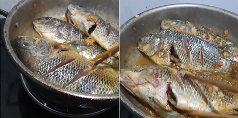 Kho cá rô phi trong chảo