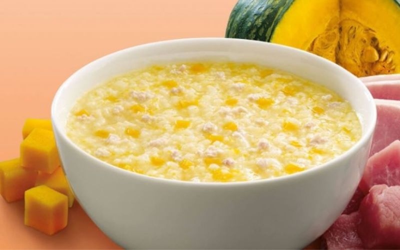 Thành phẩm món cháo cá tầm bí đỏ