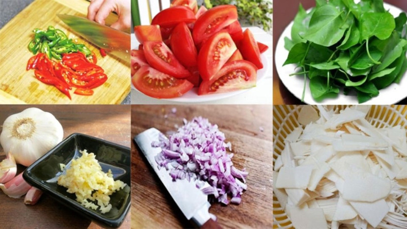 Các nguyên liệu để nấu cá đuối