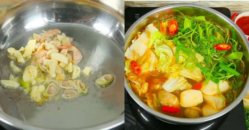 Hoàn thiện lẩu cá rô phi me cay