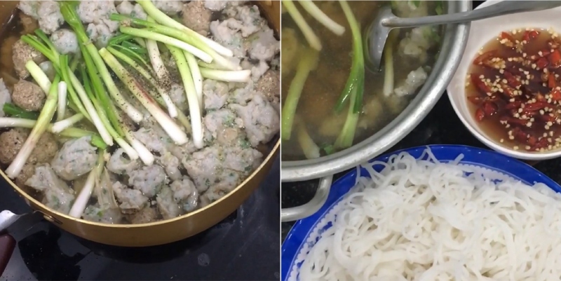 Lẩu cá thác rác riêu cua ăn với bún tươi