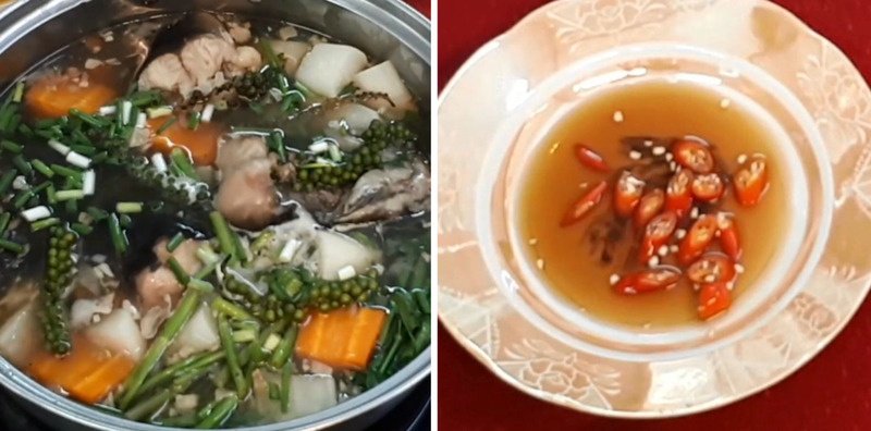 Nồi lẩu cá trê tiêu xanh