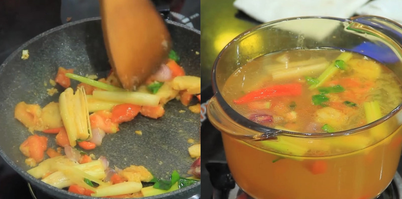 Xào sả, cà chua và gia vị