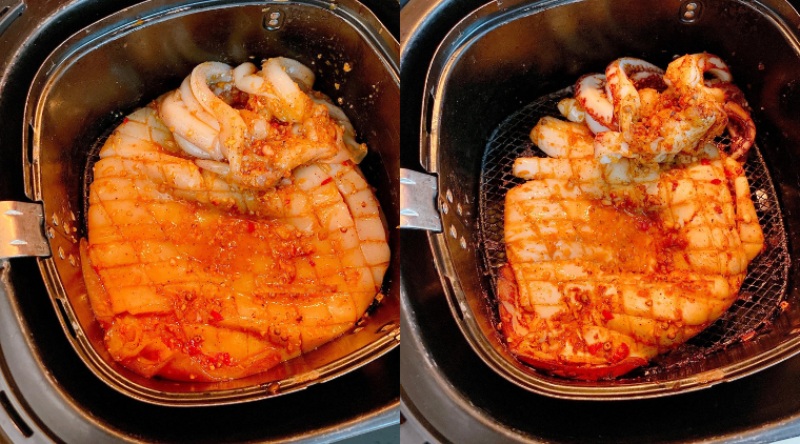 Nướng mực 1 nắng bằng nồi chiên không dầu