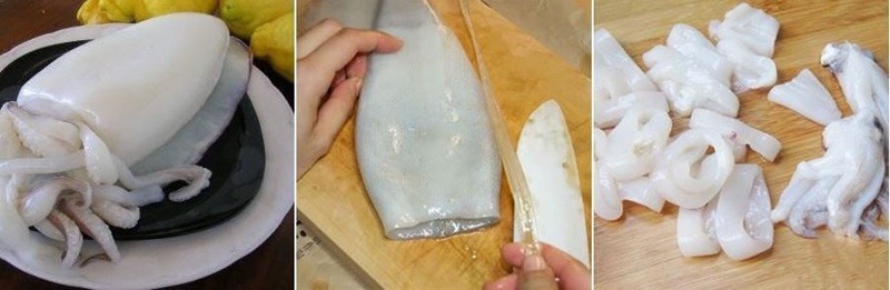 Công đoạn sơ chế mực